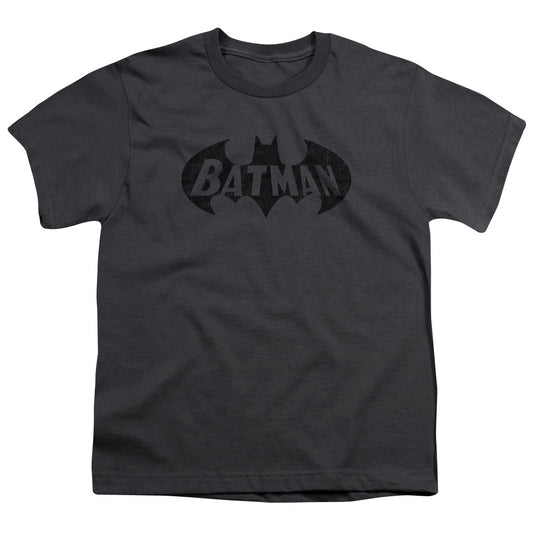 Batman Crackle Bat Kids Youth T Shirt Charcoal
