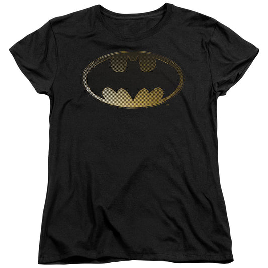 Batman Halftone Bat Womens T Shirt Black