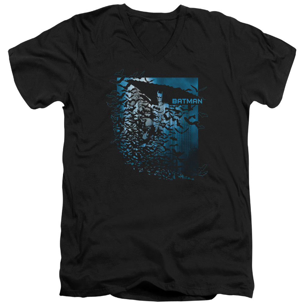 Batman Bat Among Bats Mens Slim Fit V Neck T Shirt Black