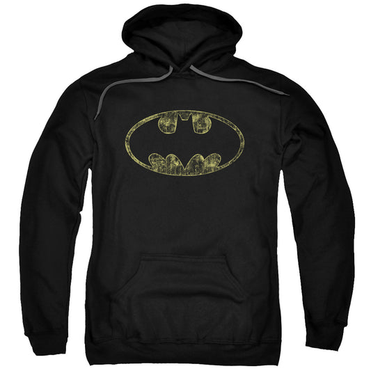 Batman Tatered Logo Mens Hoodie Black