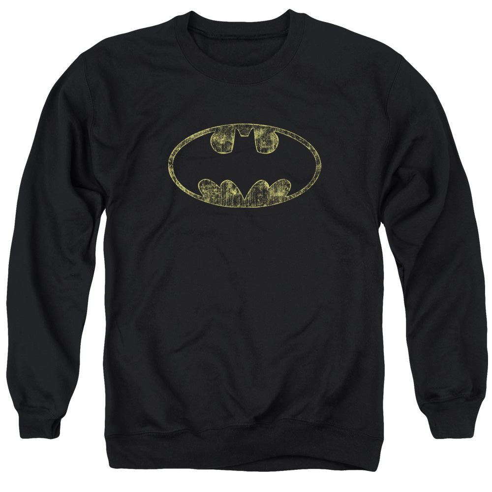 Batman Tatered Logo Mens Crewneck Sweatshirt Black
