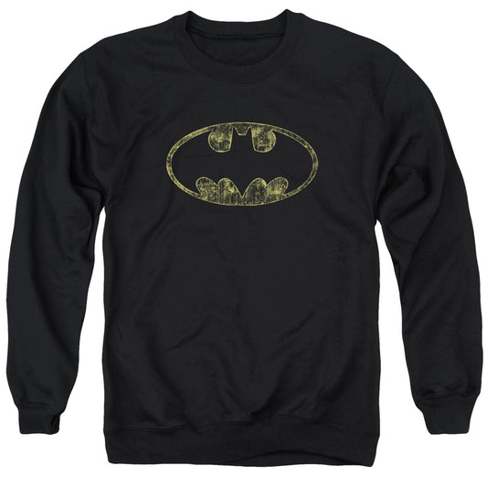 Batman Tatered Logo Mens Crewneck Sweatshirt Black