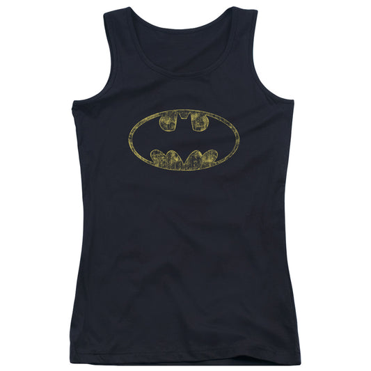 Batman Tatered Logo Womens Tank Top Shirt Black