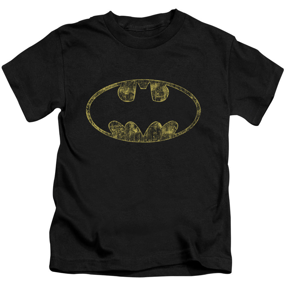 Batman Tatered Logo Juvenile Kids Youth T Shirt Black