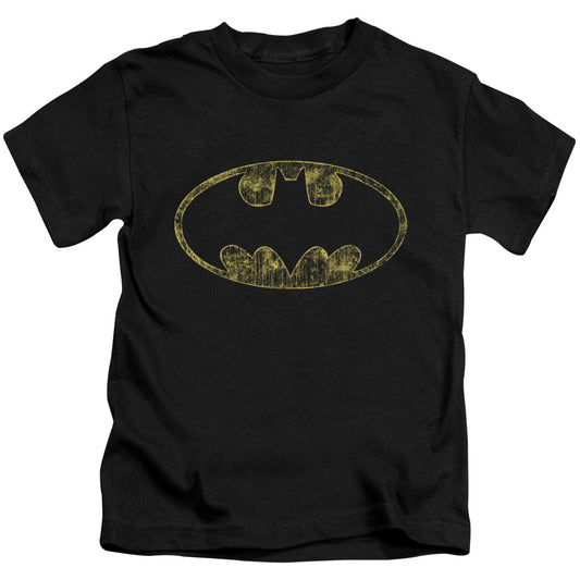 Batman Tatered Logo Juvenile Kids Youth T Shirt Black