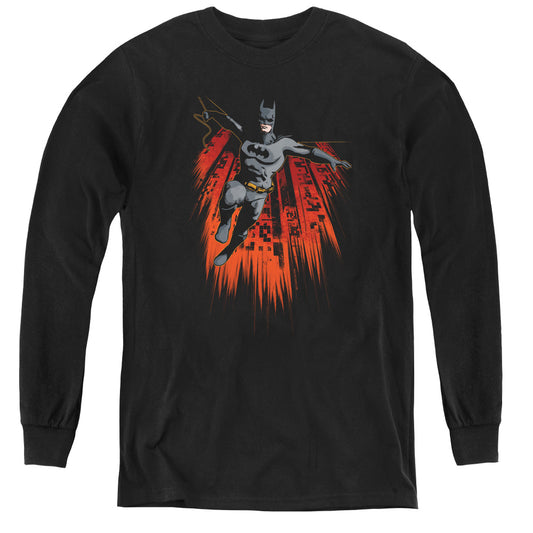 Batman Majestic Long Sleeve Kids Youth T Shirt Black