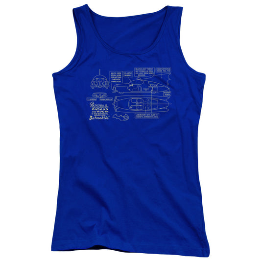 Batman Batmobile Womens Tank Top Shirt Royal Blue