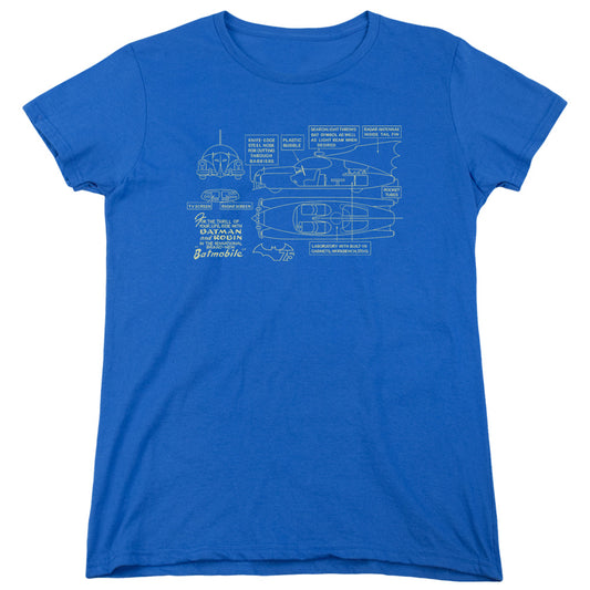 Batman Batmobile Womens T Shirt Royal Blue