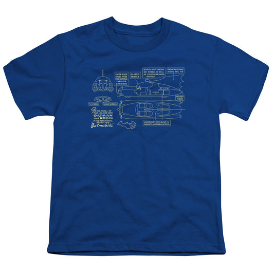 Batman Batmobile Kids Youth T Shirt Royal Blue