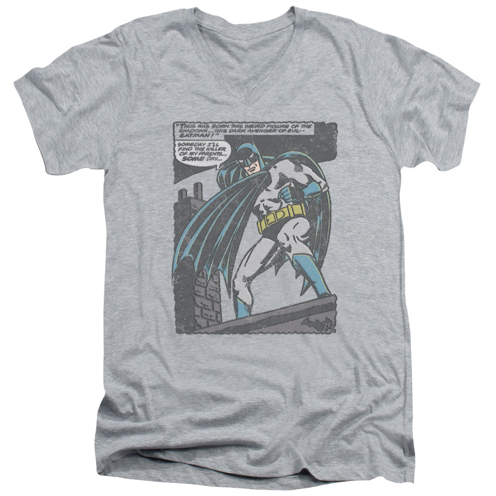 Batman Bat Origins Mens Slim Fit V Neck T Shirt Athletic Heather