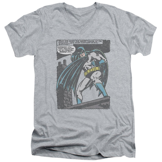 Batman Bat Origins Mens Slim Fit V Neck T Shirt Athletic Heather