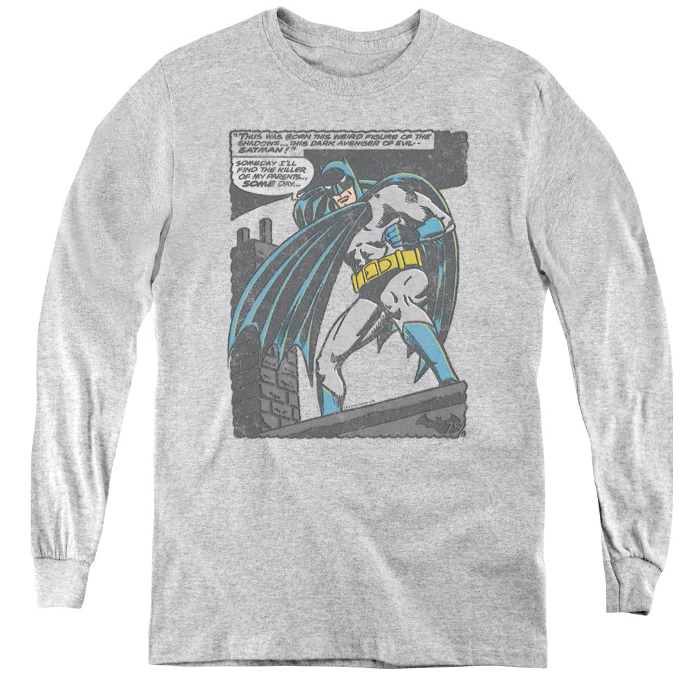 Batman Bat Origins Long Sleeve Kids Youth T Shirt Athletic Heather