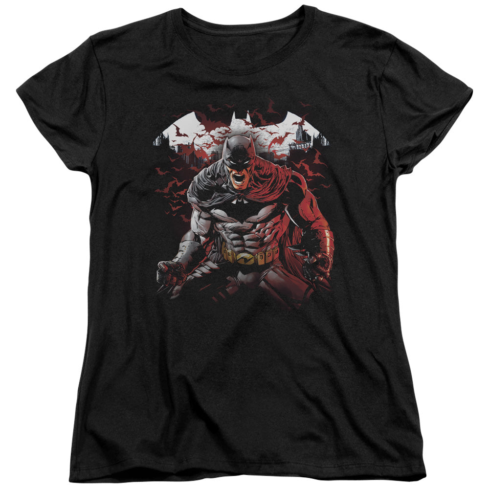 Batman Raging Bat Womens T Shirt Black