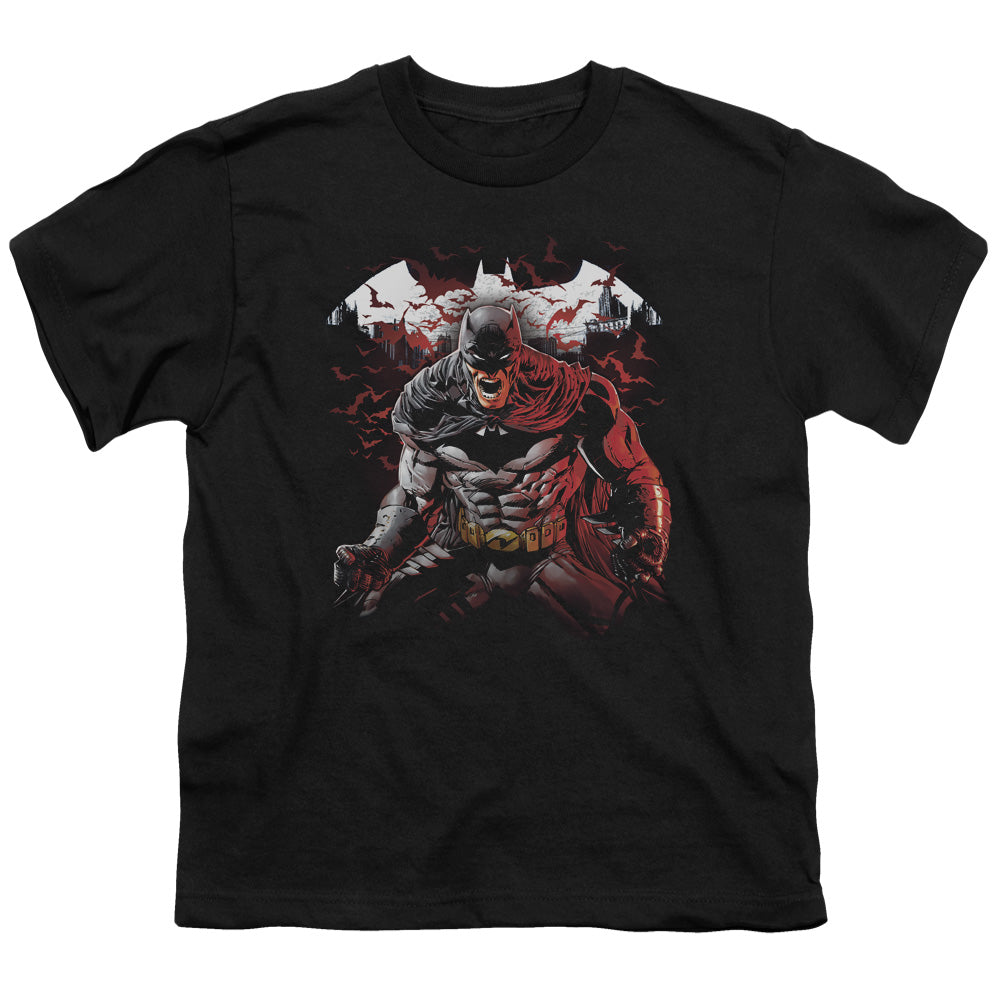 Batman Raging Bat Kids Youth T Shirt Black