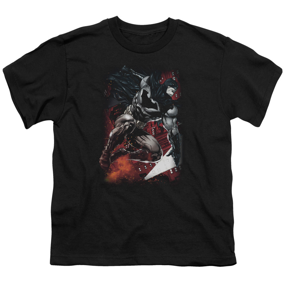 Batman Sparks Leap Kids Youth T Shirt Black