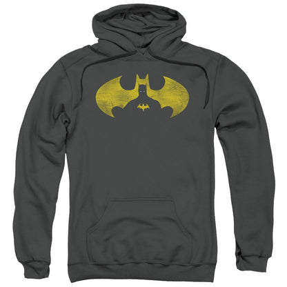Batman Bat Symbol Knockout Mens Hoodie Charcoal