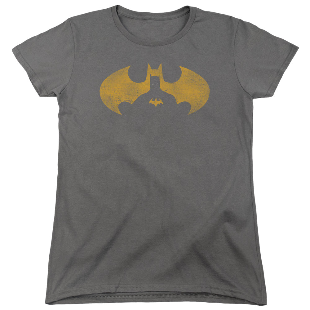 Batman Bat Symbol Knockout Womens T Shirt Charcoal