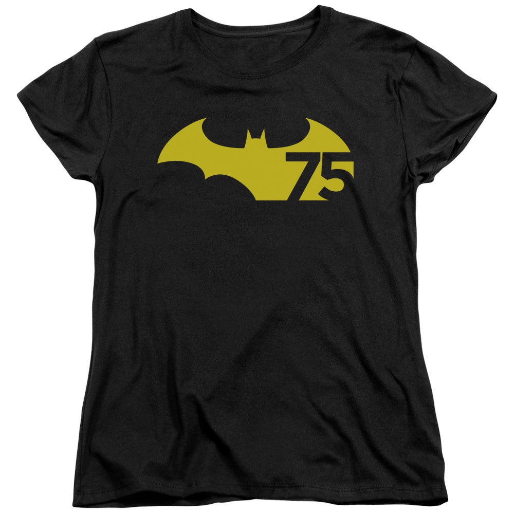 Batman 75 Logo 2 Womens T Shirt Black