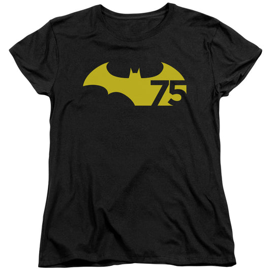 Batman 75 Logo 2 Womens T Shirt Black