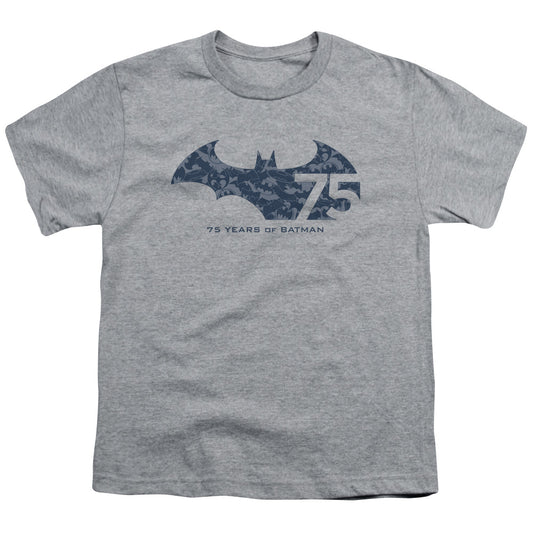 Batman 75 Year Collage Kids Youth T Shirt Athletic Heather