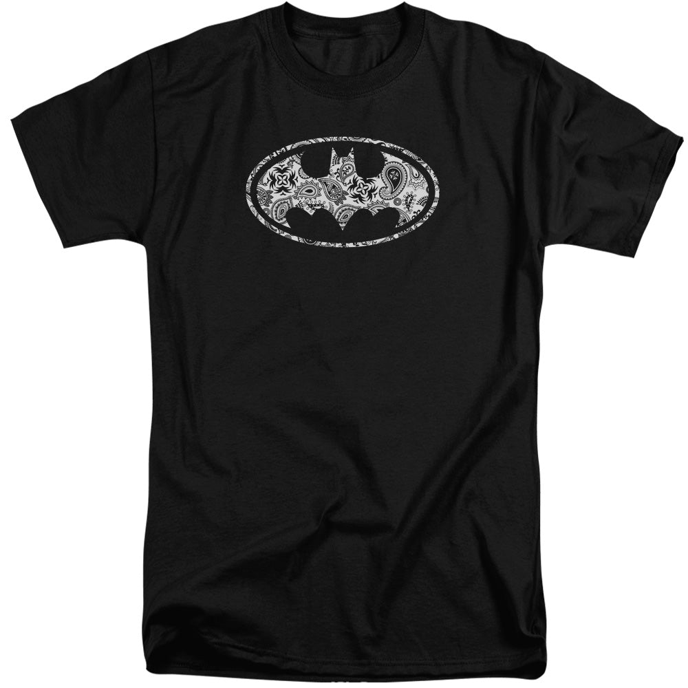 Batman Paisley Bat Mens Tall T Shirt Black