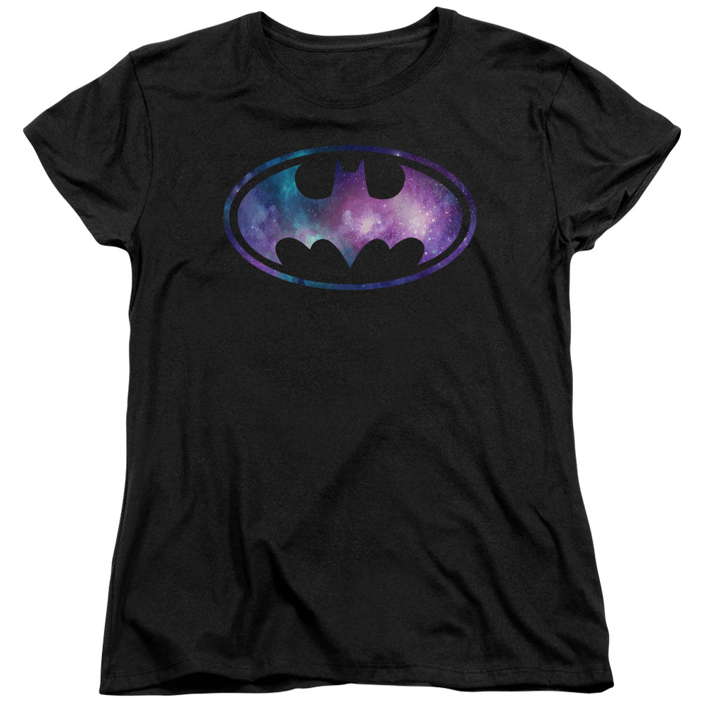 Batman Galaxy Signal Womens T Shirt Black