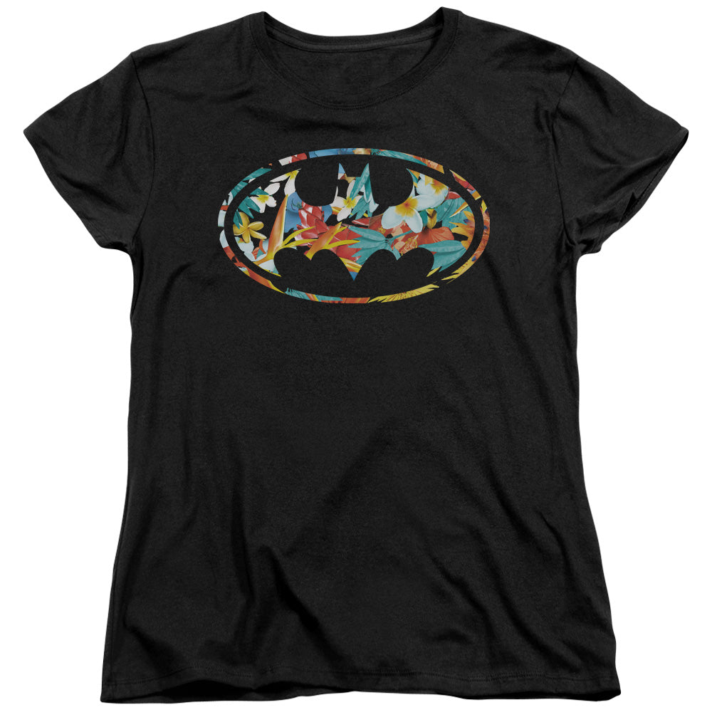 Batman Hawaiian Bat Womens T Shirt Black
