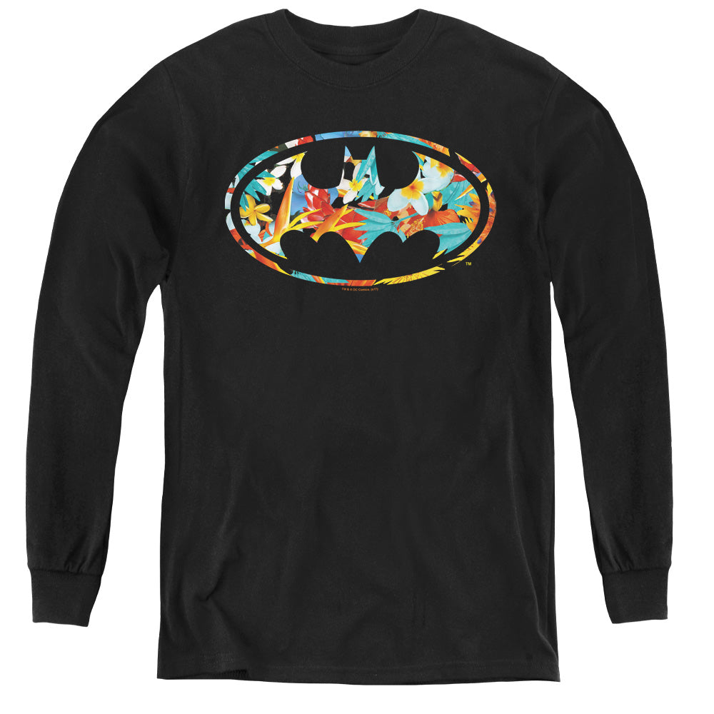 Batman Hawaiian Bat Long Sleeve Kids Youth T Shirt Black