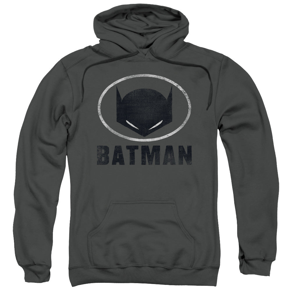Batman Mask In Oval Mens Hoodie Charcoal