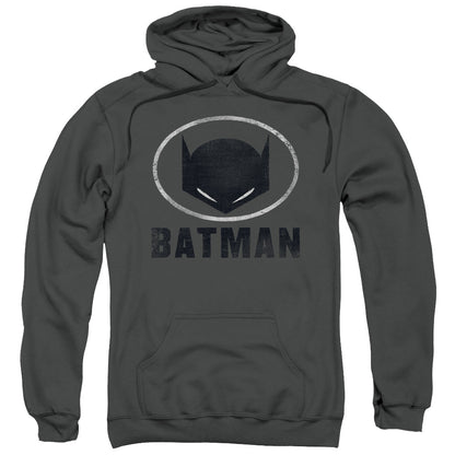 Batman Mask In Oval Mens Hoodie Charcoal