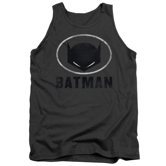 Batman Mask In Oval Mens Tank Top Shirt Charcoal