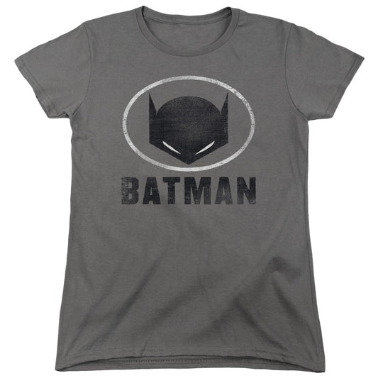 Batman Mask In Oval Womens T Shirt Charcoal