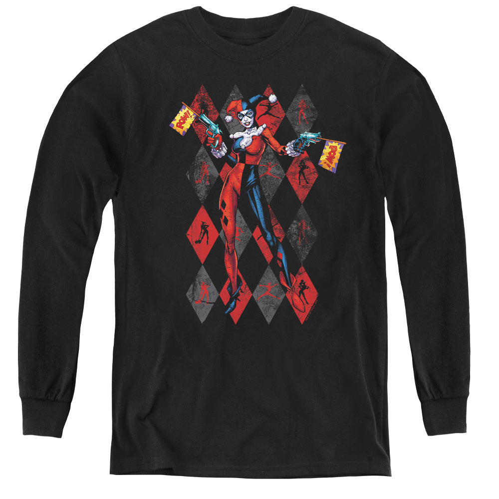 Batman Pow Pow Long Sleeve Kids Youth T Shirt Black