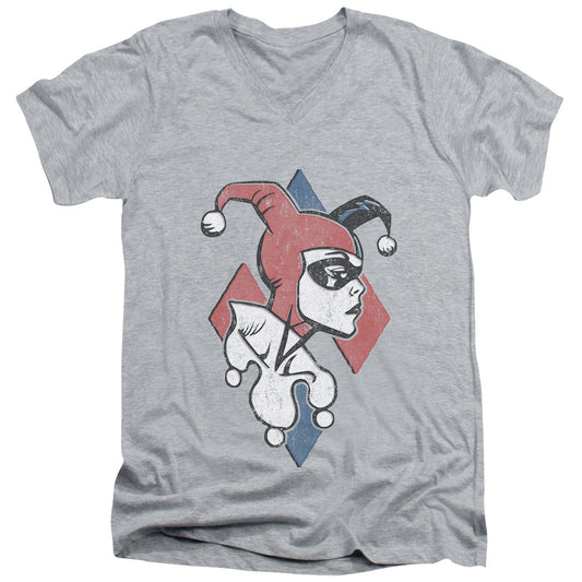 Batman Profiling Mens Slim Fit V Neck T Shirt Athletic Heather