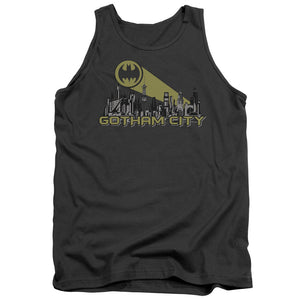 Batman Gotham Skyline Mens Tank Top Shirt Charcoal