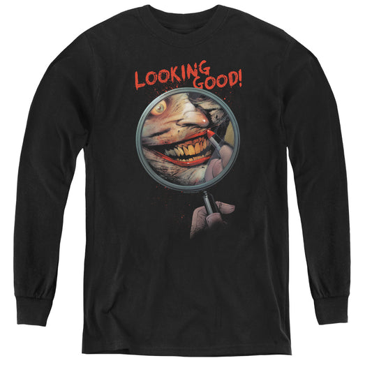 Batman Looking Good Long Sleeve Kids Youth T Shirt Black