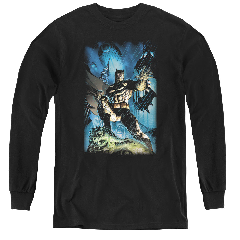 Batman Stormy Dark Knight Long Sleeve Kids Youth T Shirt Black