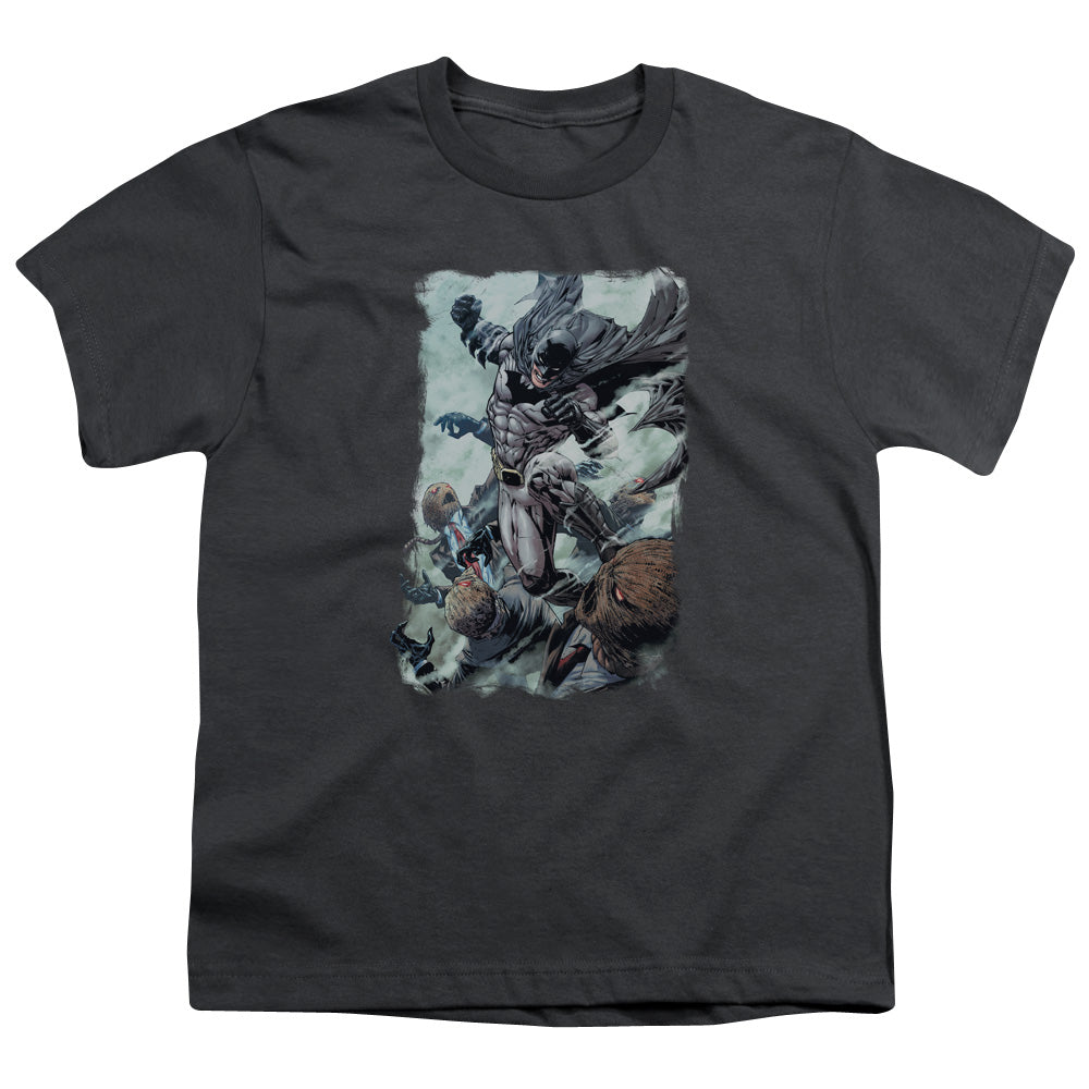 Batman Punch Kids Youth T Shirt Charcoal