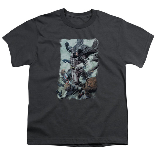Batman Punch Kids Youth T Shirt Charcoal