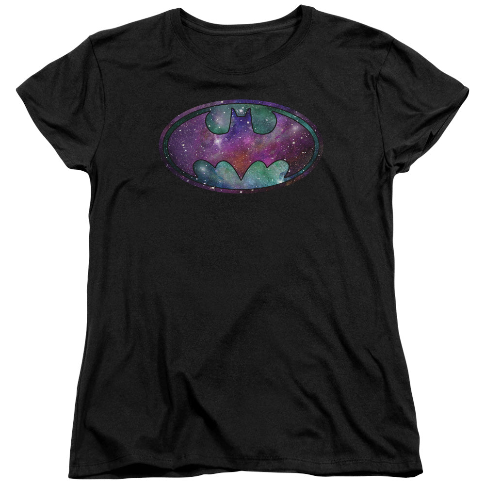 Batman Galaxies Signal Womens T Shirt Black