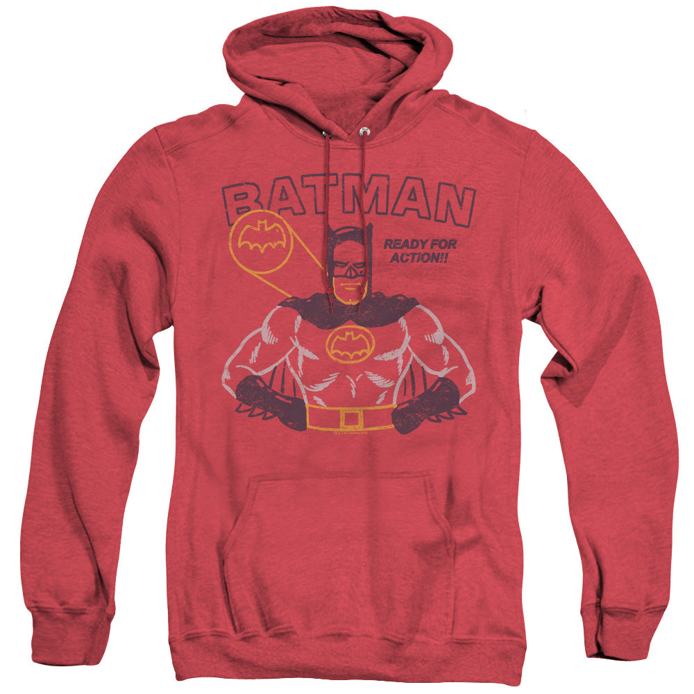 Batman Ready For Action Heather Mens Hoodie Red