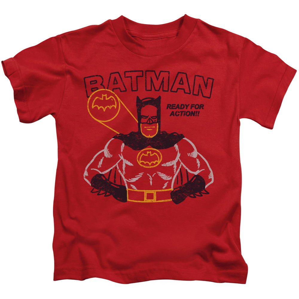 Batman Ready For Action Juvenile Kids Youth T Shirt Red