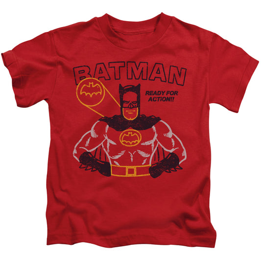 Batman Ready For Action Juvenile Kids Youth T Shirt Red