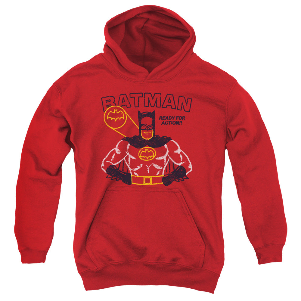 Batman Ready For Action Kids Youth Hoodie Red