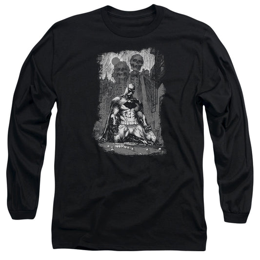 Batman Sketchy Shadows Mens Long Sleeve Shirt Black