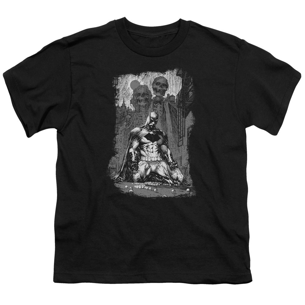 Batman Sketchy Shadows Kids Youth T Shirt Black
