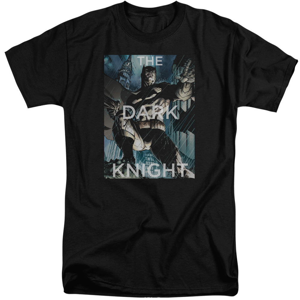 Batman Fighting The Storm Mens Tall T Shirt Black