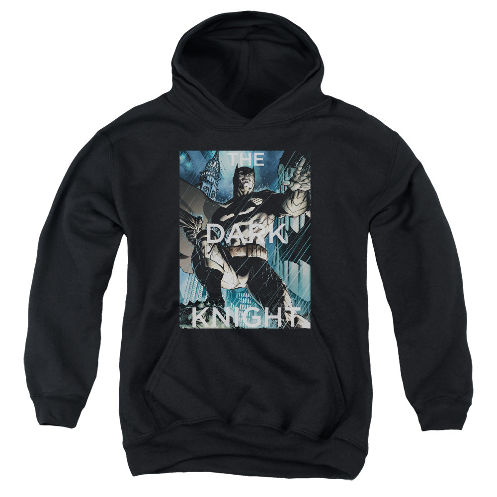 Batman Fighting The Storm Kids Youth Hoodie Black