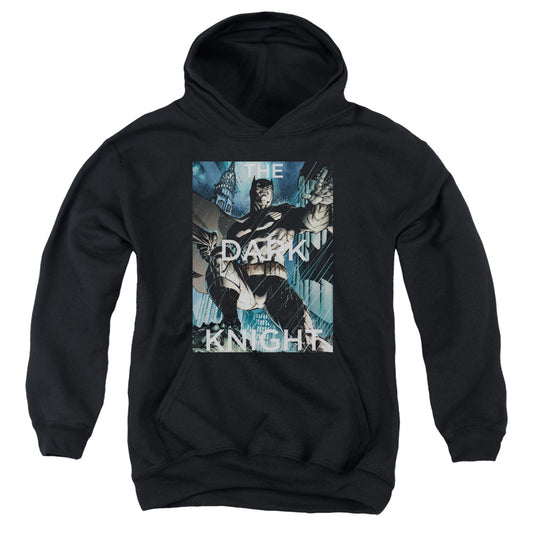 Batman Fighting The Storm Kids Youth Hoodie Black