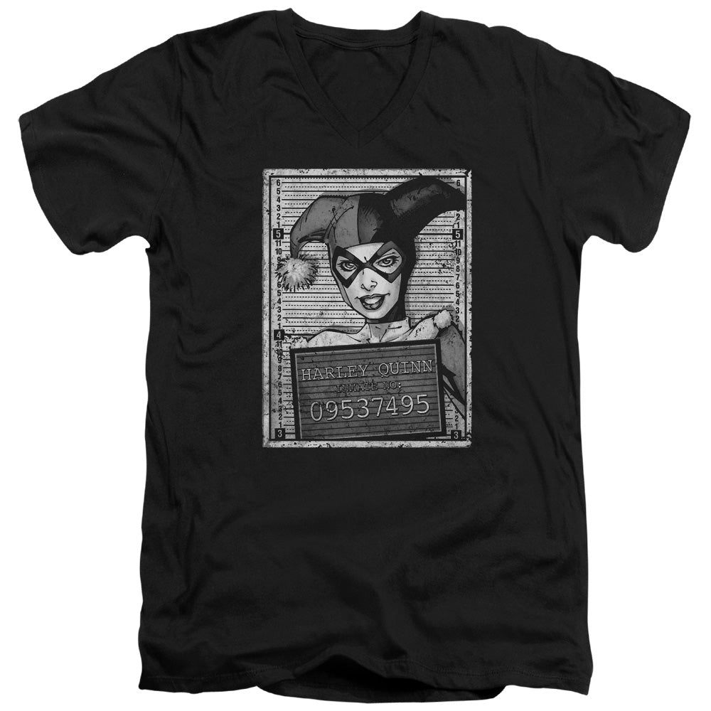 Batman Harley Inmate Mens Slim Fit V Neck T Shirt Black